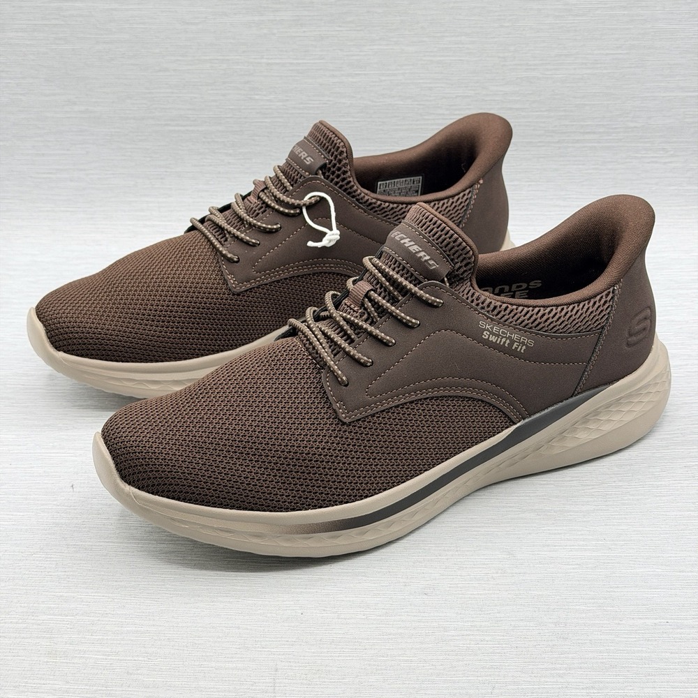 Skechers Swift Fit Men's 9.5 Brown Walking Sneakers Air Cooled Memory Foam